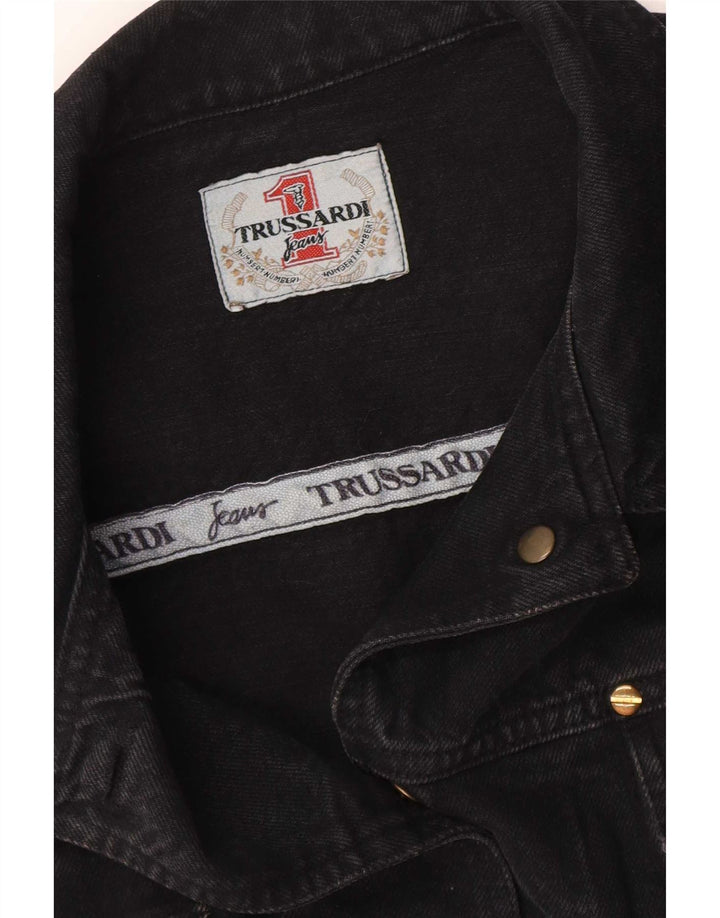 Trussardi Damen Crop Denim Jacke UK 12 Medium Schwarz