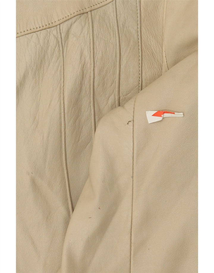Vintage læderjakke til kvinder UK 10 Small Beige