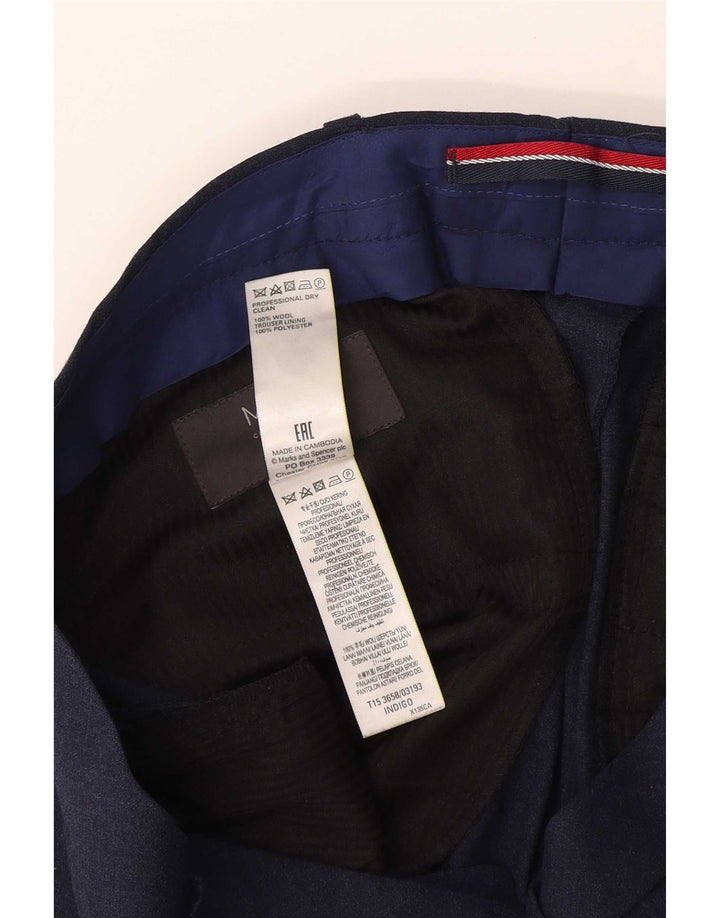 Marks & Spencer Herre Slim Suit Bukser W32 L31 Marineblå Uld