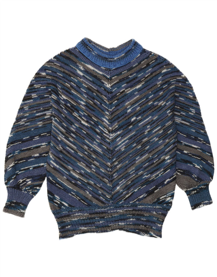 Vintage Womens Turtle Neck Jumper Sweater UK 16 Large Multicoloured Chevron