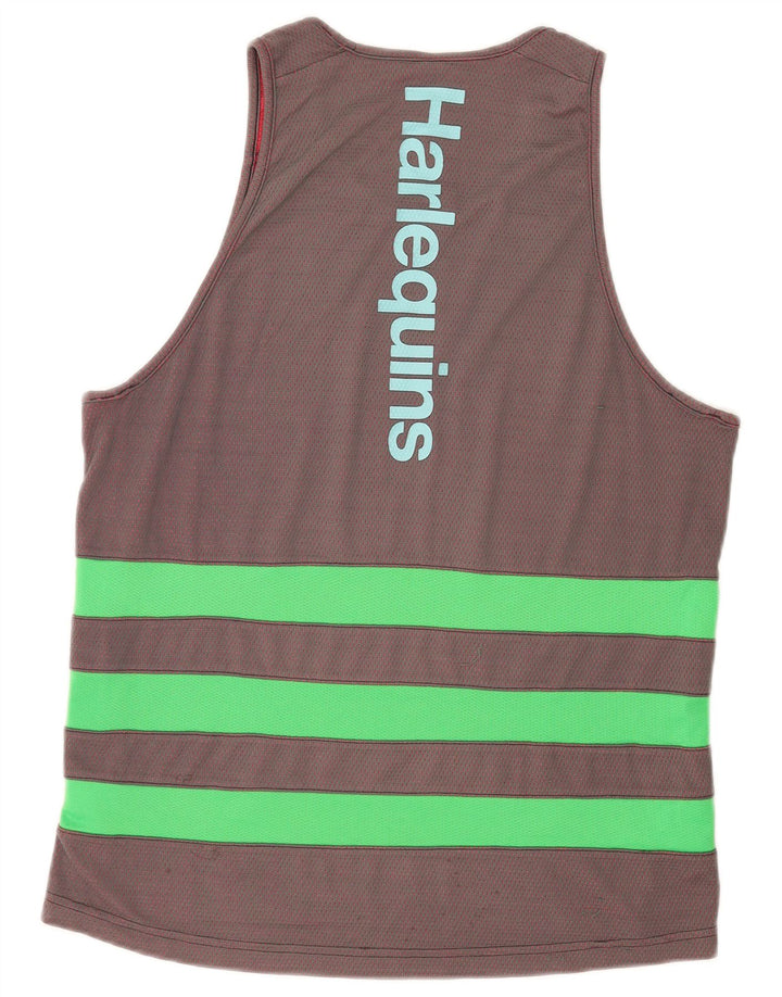 Adidas Mens Graphic Vest Top Grande Cinza Colorblock Poliéster