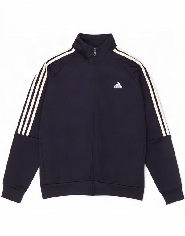 Adidas Boys Aeroready Tracksuit Top Jacket 13-14 Years Navy Blue Polyester