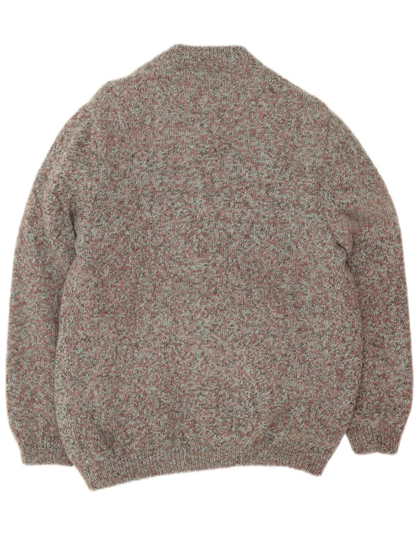 Vintage hombres Cardigan suéter grande multicolor moteado