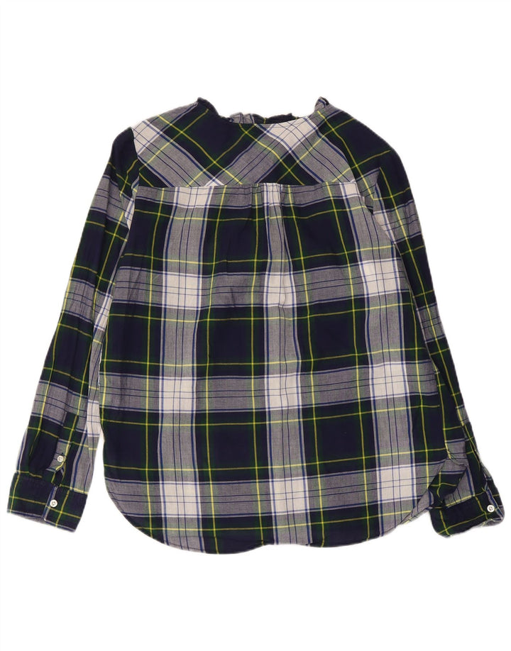 J. CREW Womens Pullover Shirt Blouse US 4 Small Navy Blue Check Cotton