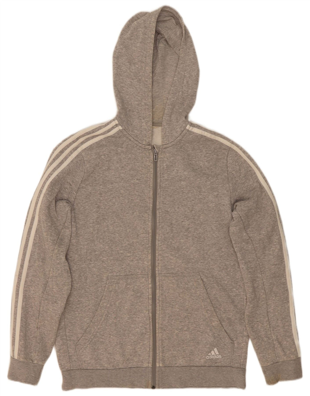 Adidas Mens Zip Hoodie Sweater Medium Grey Flecked