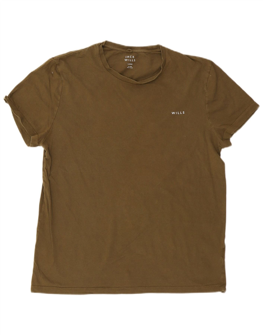 Jack Wills Mens T-Shirt Top Large Khaki Cotton