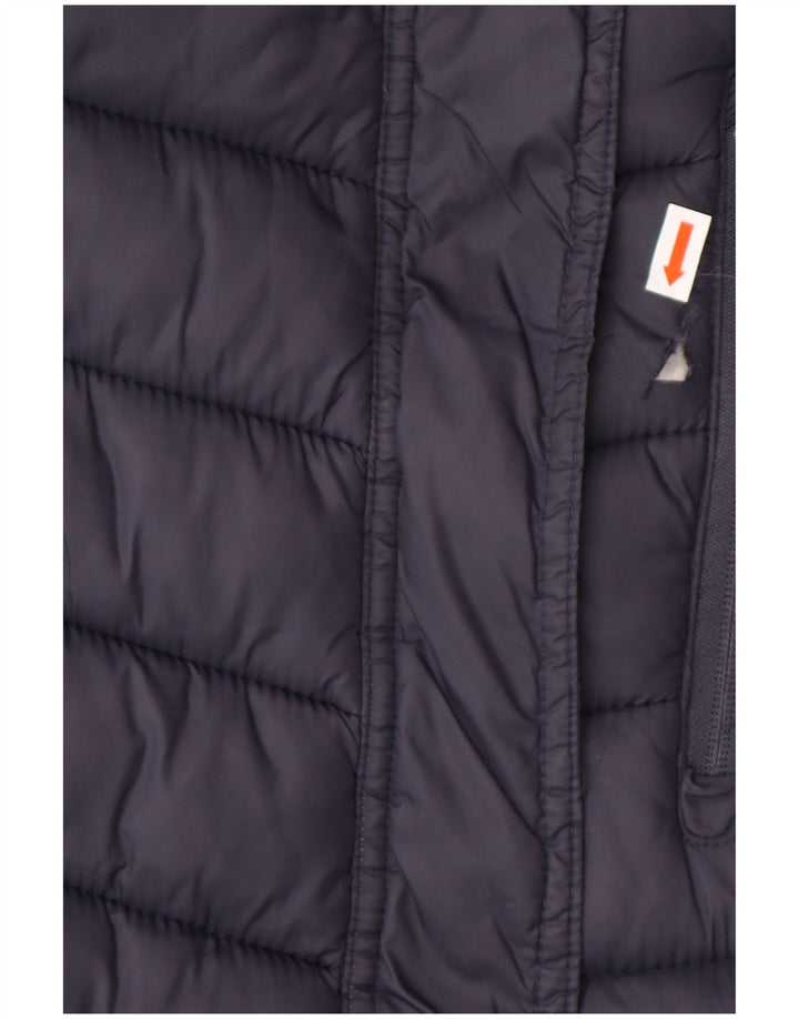 SUPERDRY Womens Hooded Padded Coat UK 14 Medium Navy Blue Nylon