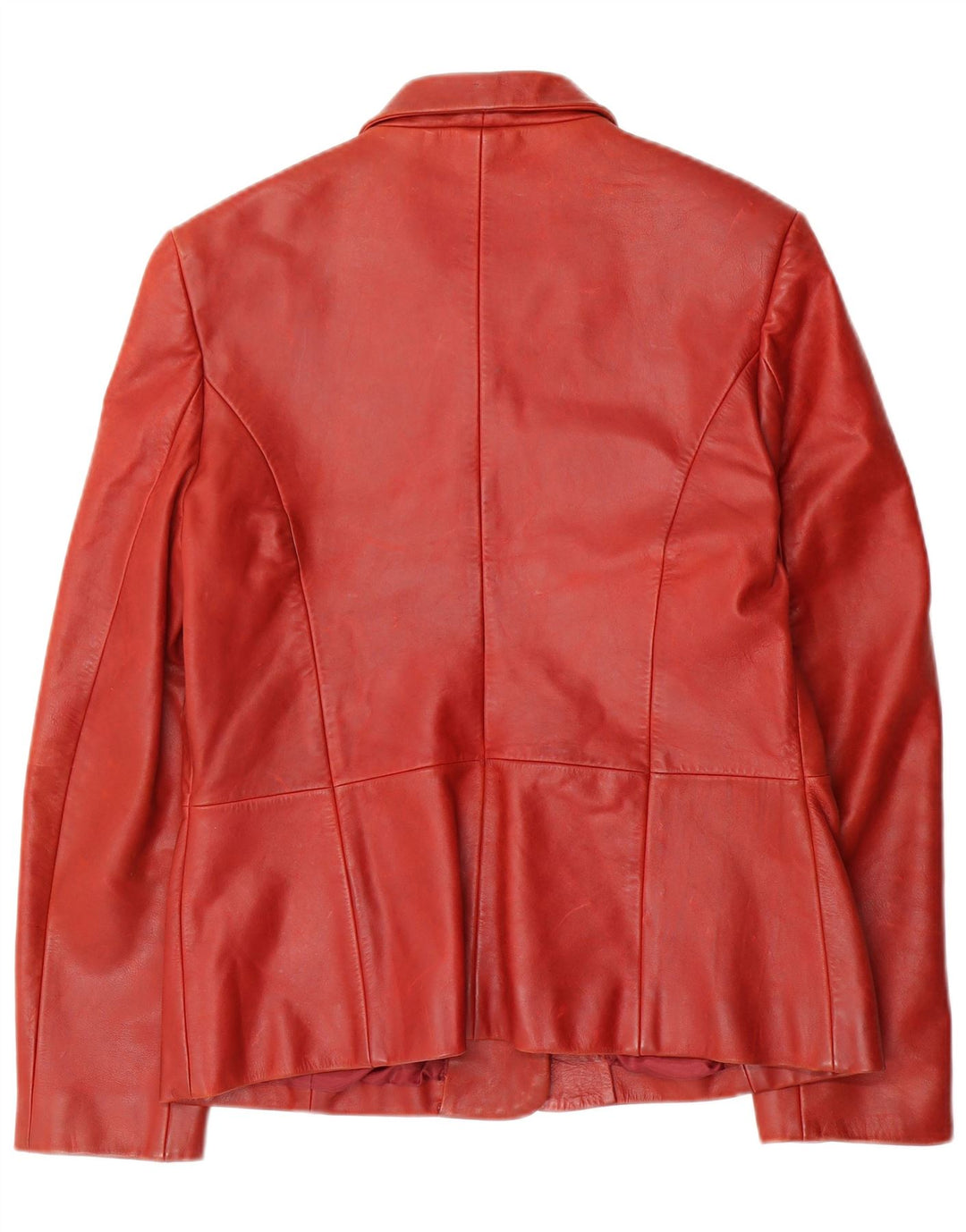 VINTAGE Womens 3 Button Leather Blazer Jacket UK 14 Medium Red Leather