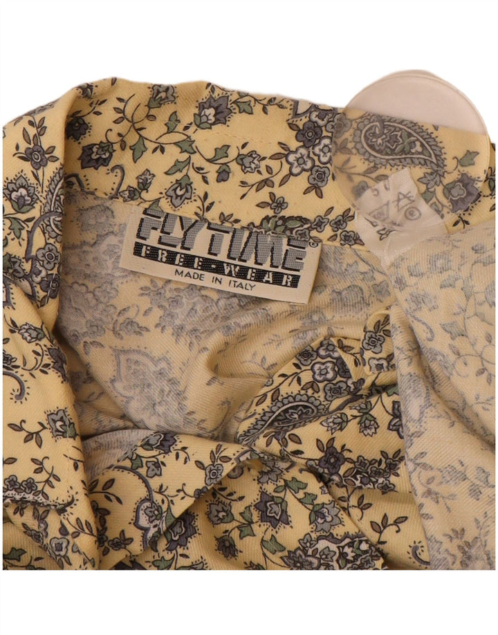 FLY TIME Womens Oversized Shirt IT 50 XL Yellow Paisley Modal