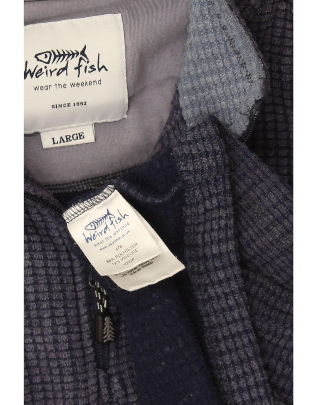 Weird Fish Herre Zip Neck Fleece Jumper Large Navy Blue Polyester