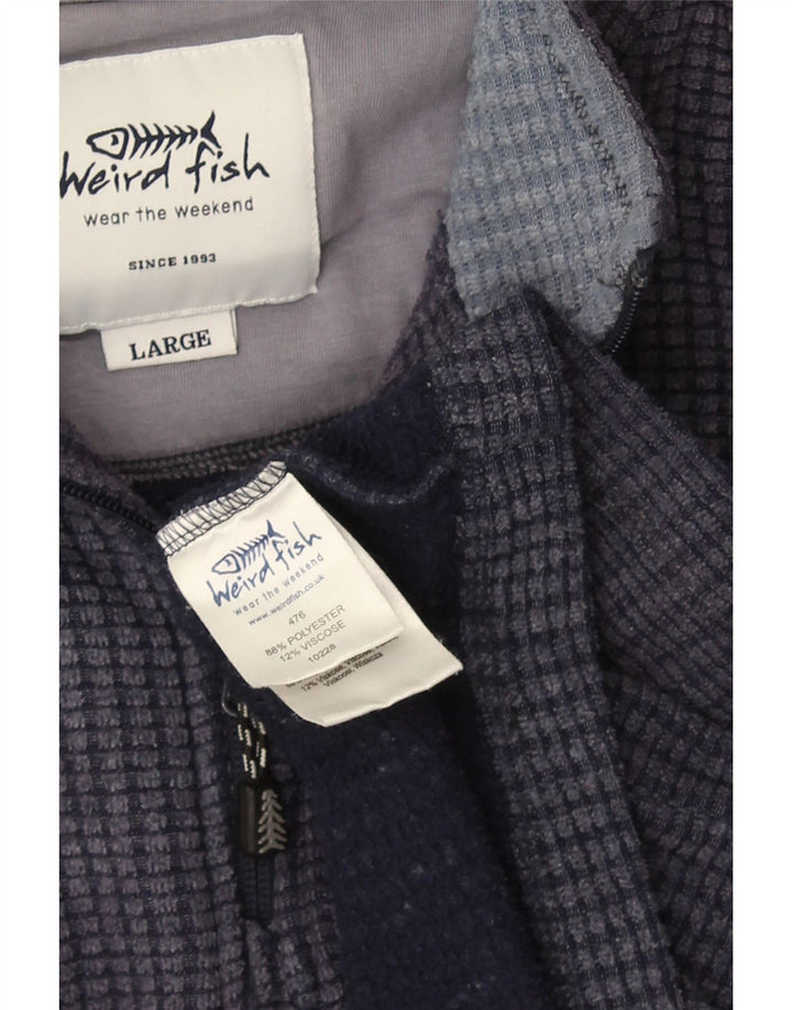Weird Fish Herre Zip Neck Fleece Jumper Large Navy Blue Polyester