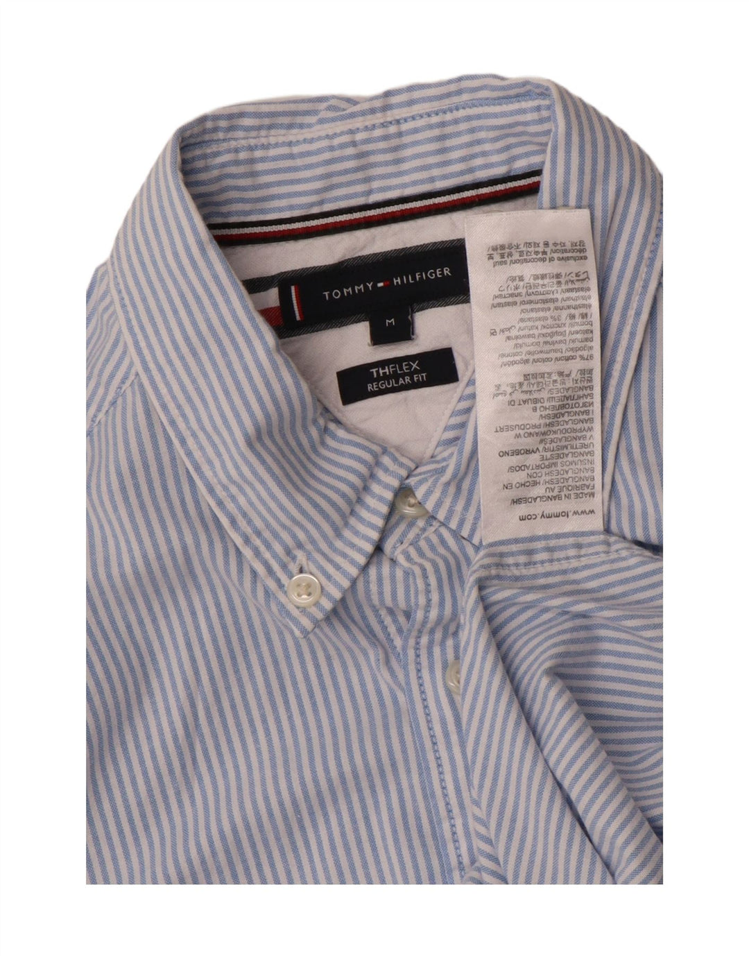 TOMMY HILFIGER Mens Regular Fit Shirt Medium Blue Pinstripe Cotton