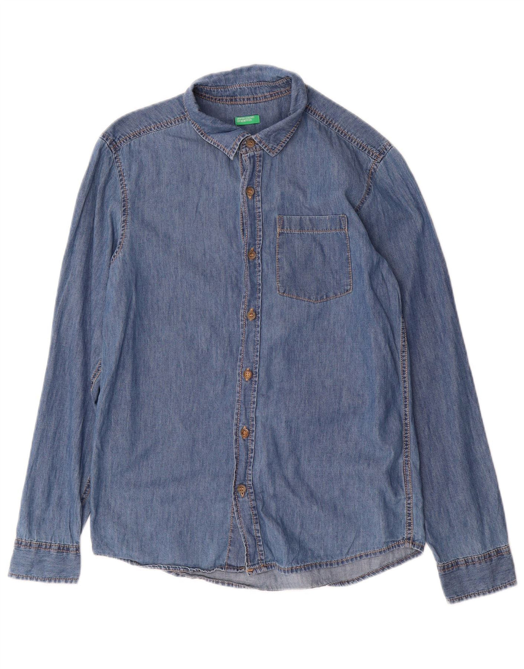 BENETTON Boys Denim Shirt 14-15 Years Blue