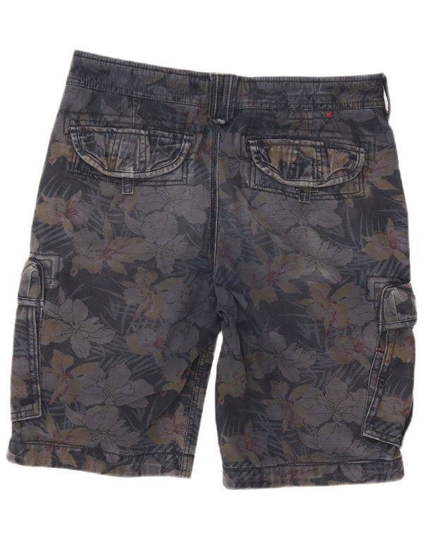 Pantaloncini cargo da uomo Fat Face W34 Large in cotone floreale blu navy