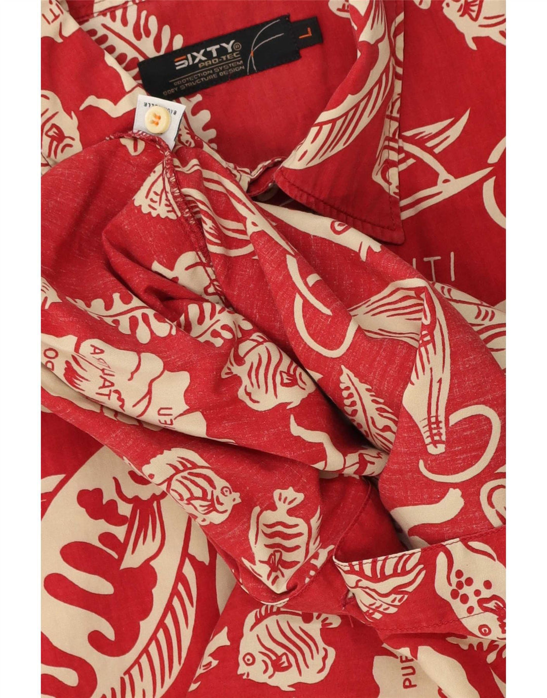 Sixty Mens Short Sleeve Shirt Large Red Floral Cotton