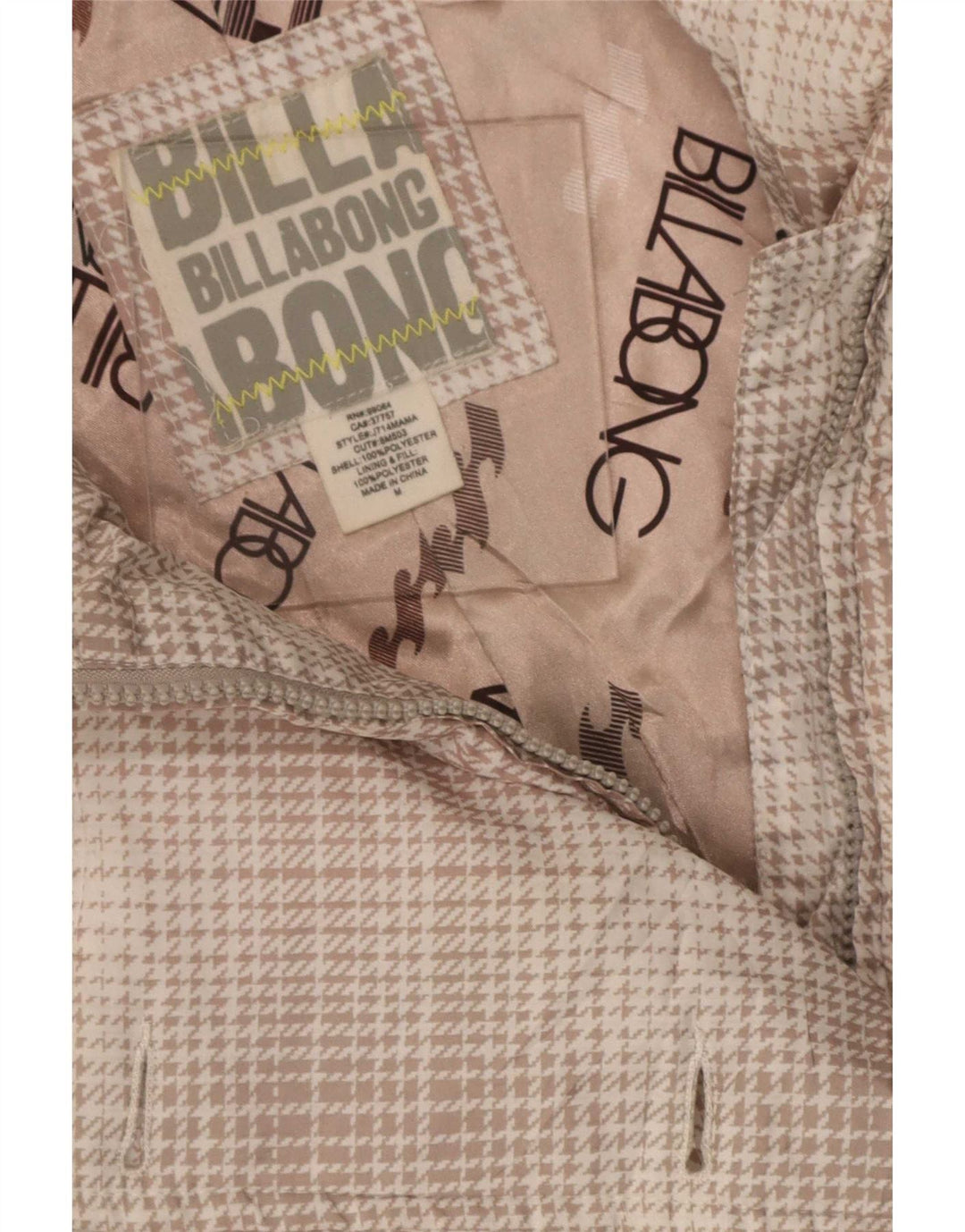 Billabong Womens Polstret Frakke UK 12 Medium Flerfarvet Houndstooth
