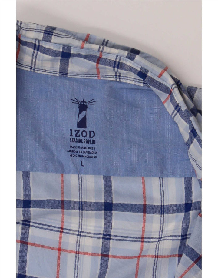 Izod Mens Short Sleeve Shirt Large Blue Check