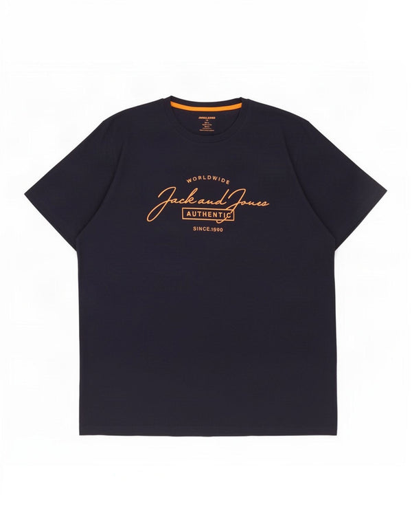 Jack & Jones Herren Grafik T-Shirt Top 2XL Marineblau Baumwolle