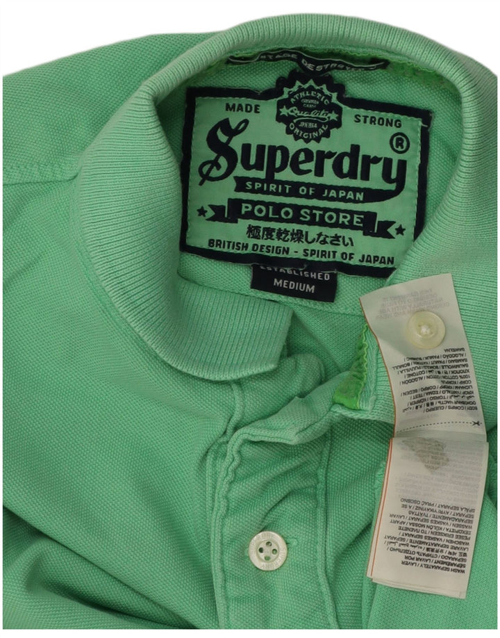 Polo da rugby da uomo Superdry in cotone verde medio