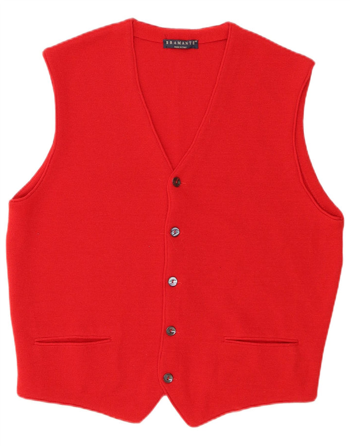Bramante Mens Waistcoat Medium Red Merino Wool