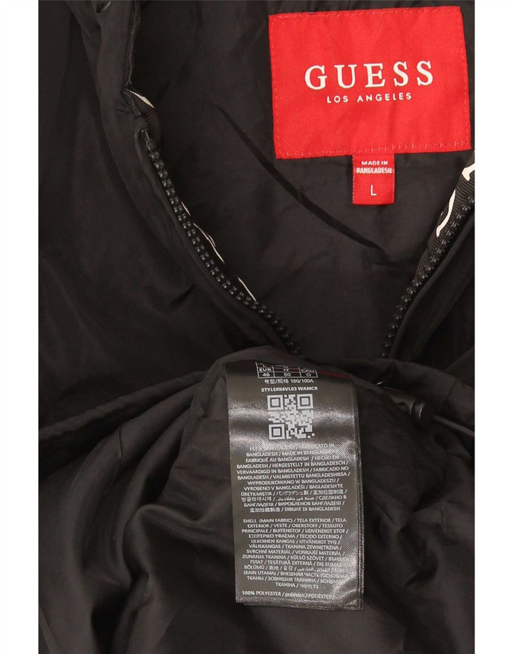 Guess Chaqueta impermeable con capucha para hombre UK 40 Large Poliéster negro