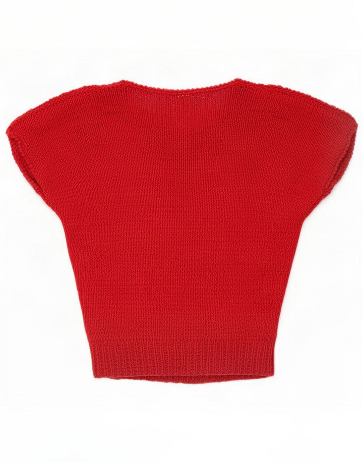 Blusa feminina de malha pulôver vintage UK 14 vermelho médio