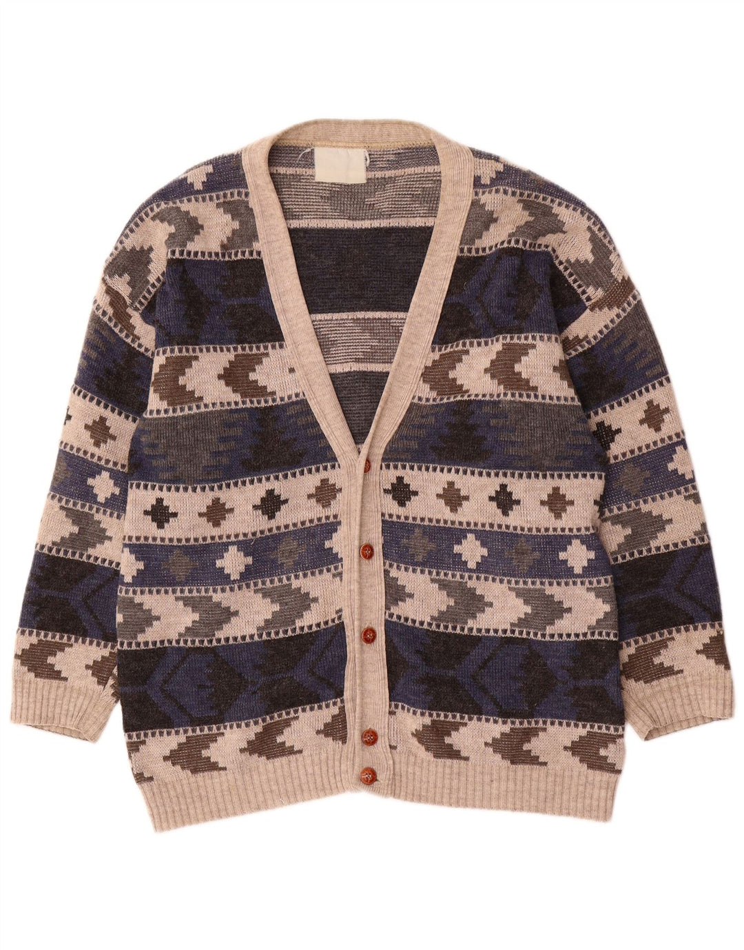 Cardigan Vintage pentru bărbați, mare, multicolor, geometric