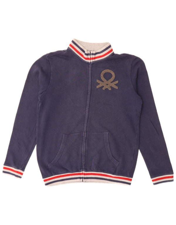 Benetton Veste de survêtement graphique pour garçon 13-14 ans XL Bleu marine Coton