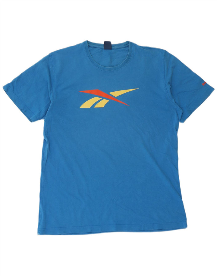 Reebok Mens Graphic T-Shirt Top Large Blue Cotton