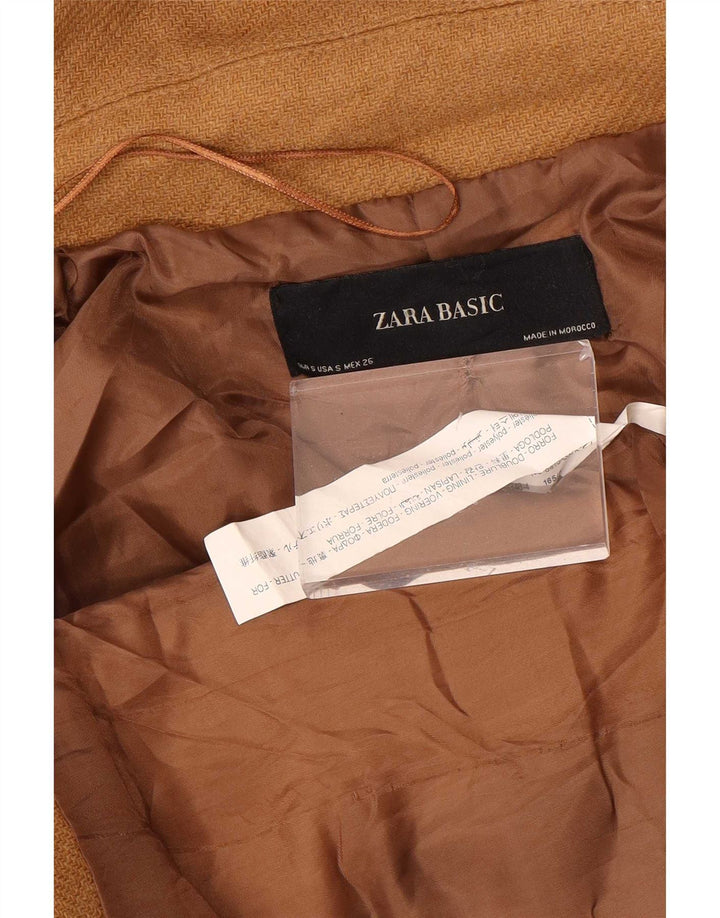 Zara Womens Hooded Bomber Jacket UK 10 Small Brown Polyester