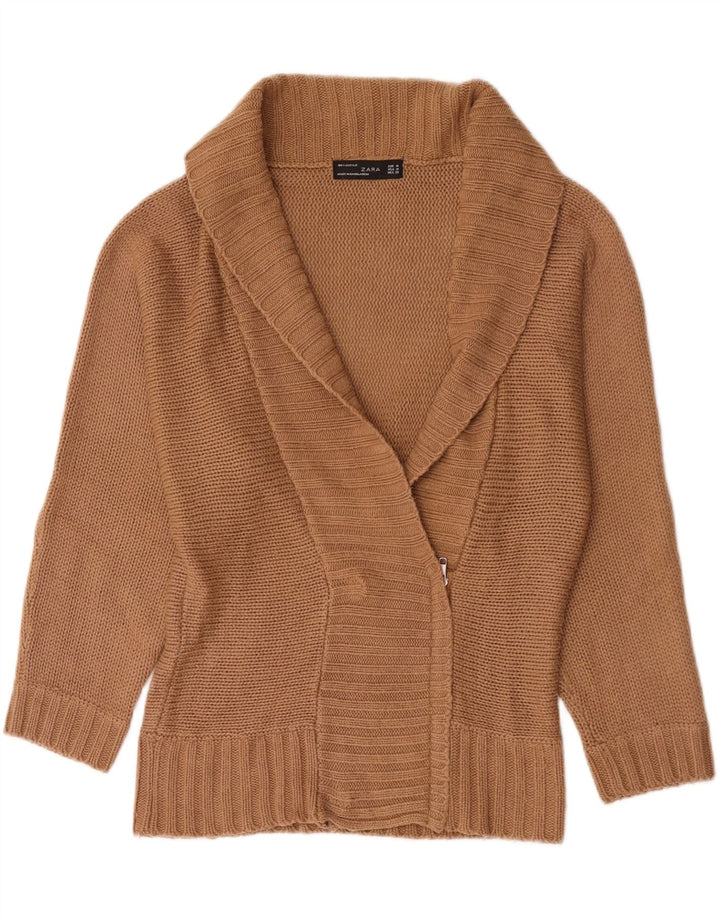 Zara Womens Cardigan Sweater UK 14 Medium Brown