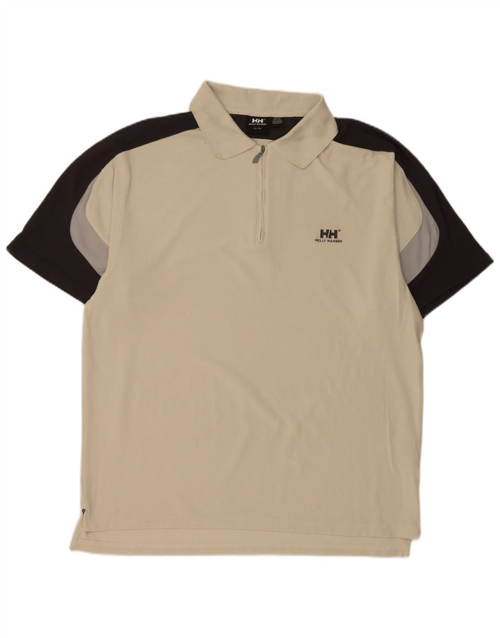 Helly Hansen Mens Polo Shirt XL Off White Colourblock Nylon