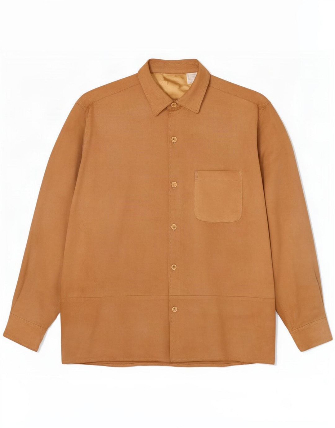 Vintage Mens Suede Shirt Large Beige Leather