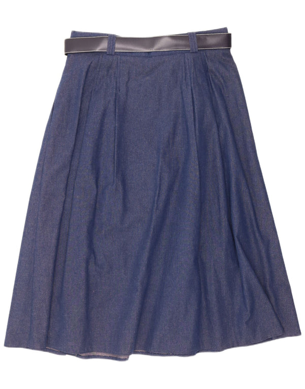 St Michael Womens High Waist A-Line Skirt UK 18 XL W32 Navy Blue Cotton