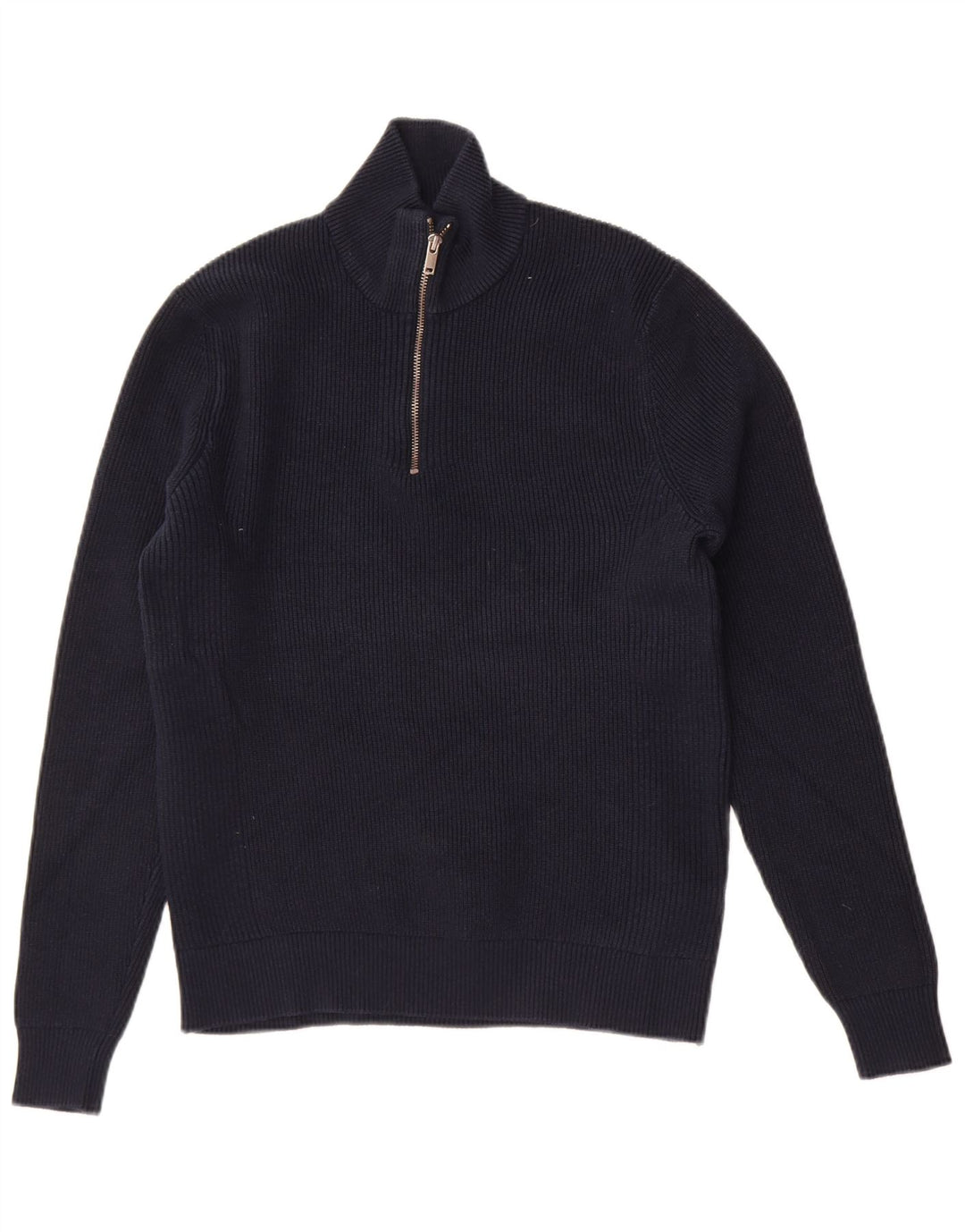Marks & Spencer Womens Zip Neck Jumper Sweater UK 14 Medium Navy Blue
