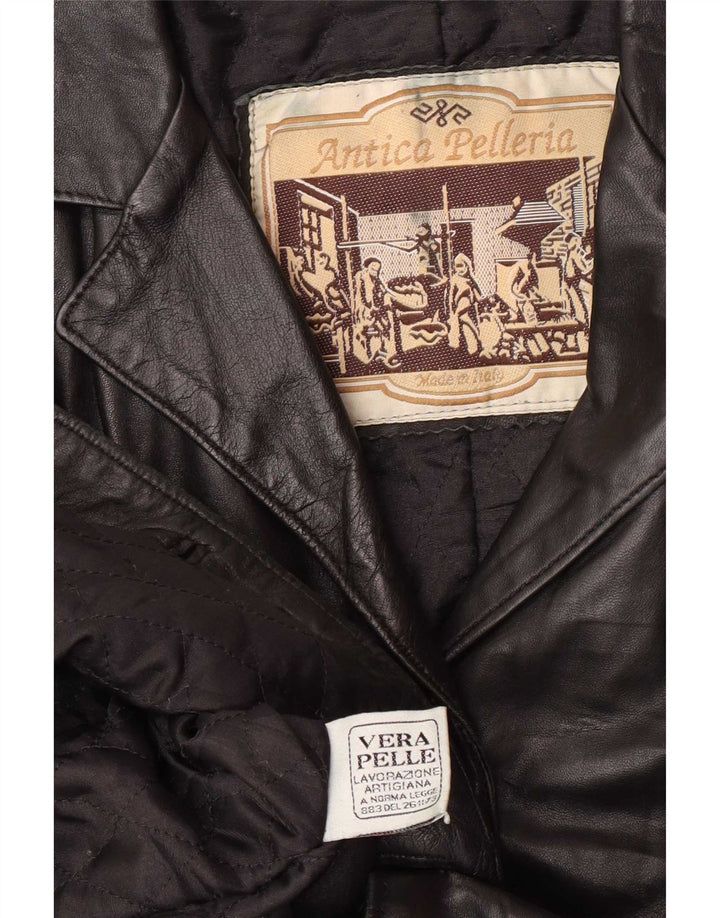 Giacca Blazer in Pelle da Donna a 2 Bottoni Antica Pelleria IT 44 Media Nera