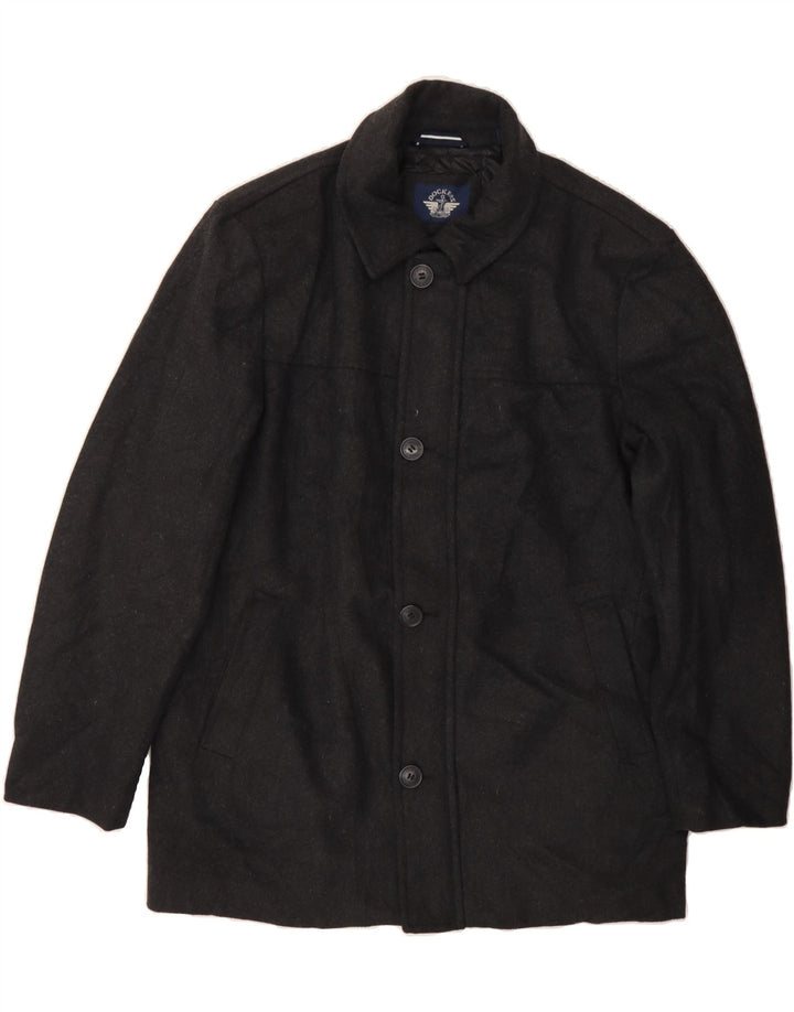 DOCKERS Mens Overcoat UK 40 Large Grey Polyester Vintage Dockers and Second-Hand Dockers from Messina Hembry 