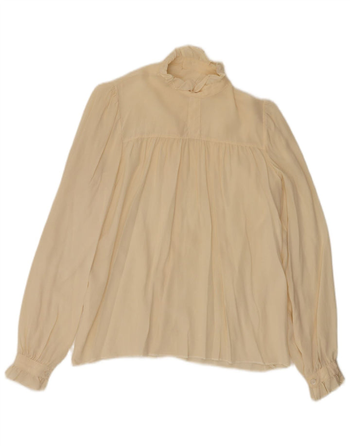 Vintage mujer camisa blusa Reino Unido 12 medio blanco apagado