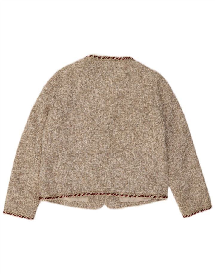 Zara Dame Crop Blazer Jacket EU 44 XL Beige
