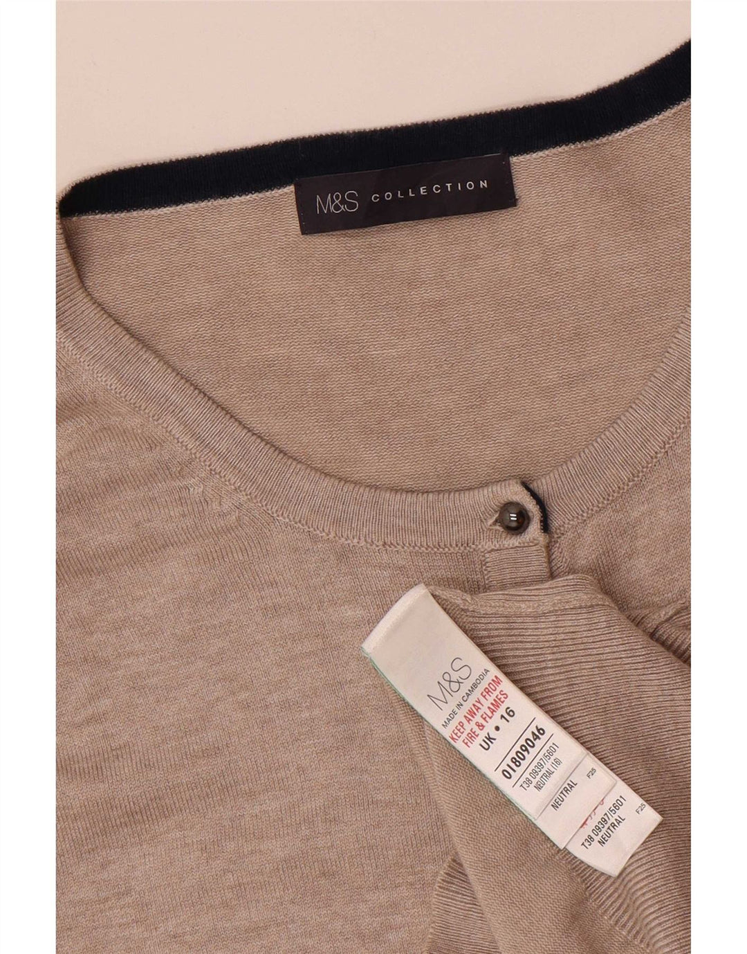 Marks & Spencer Womens Cardigan Sweater UK 16 Large Beige Viscose
