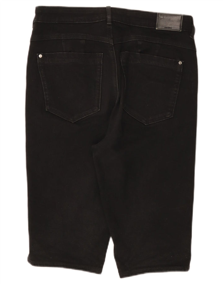Marks & Spencer Womens Denim Bermuda Shorts UK 12 Medium W30  Black Cotton