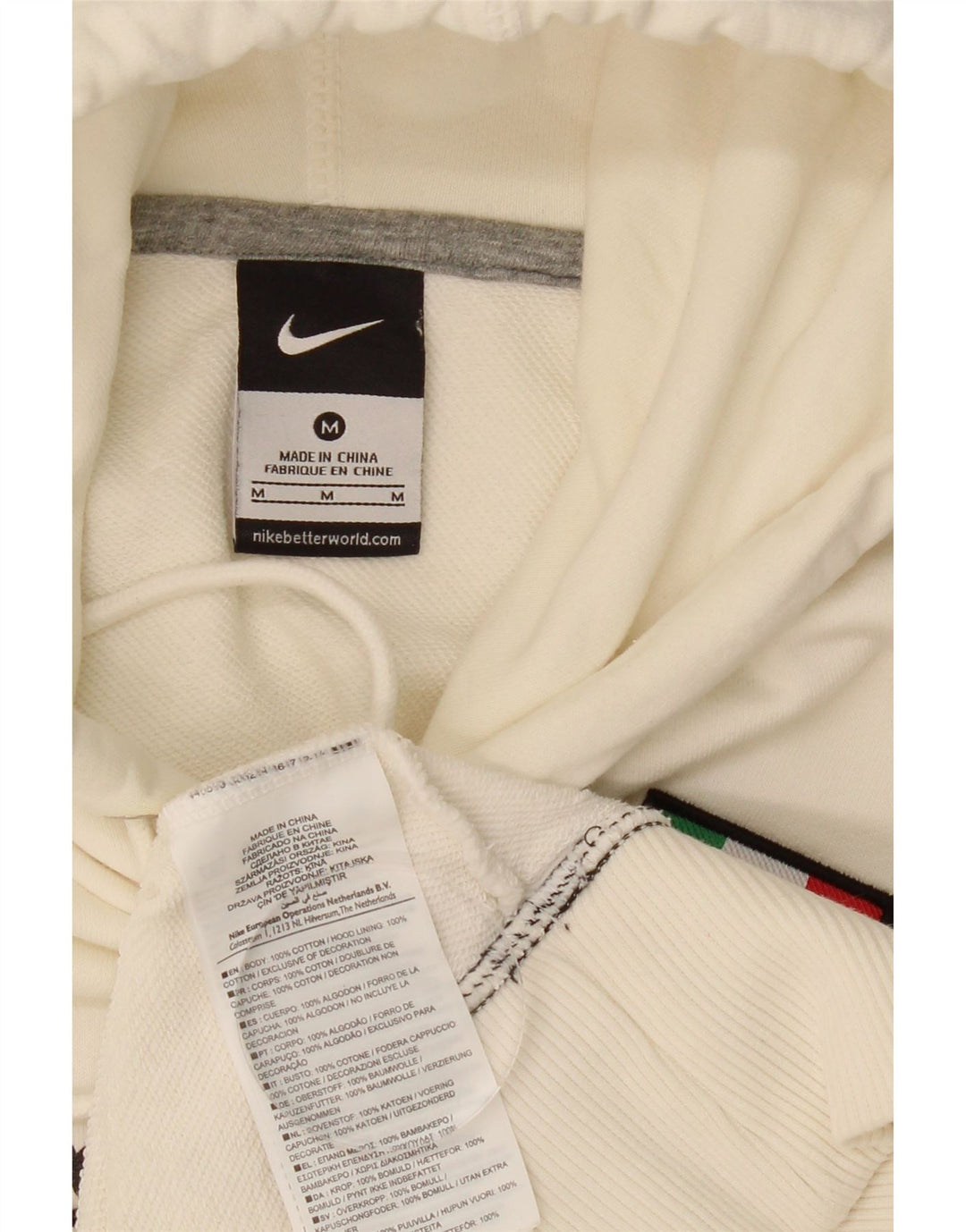 NIKE Mens Graphic Hoodie Jumper Medium White Cotton Vintage Nike and Second-Hand Nike from Messina Hembry 