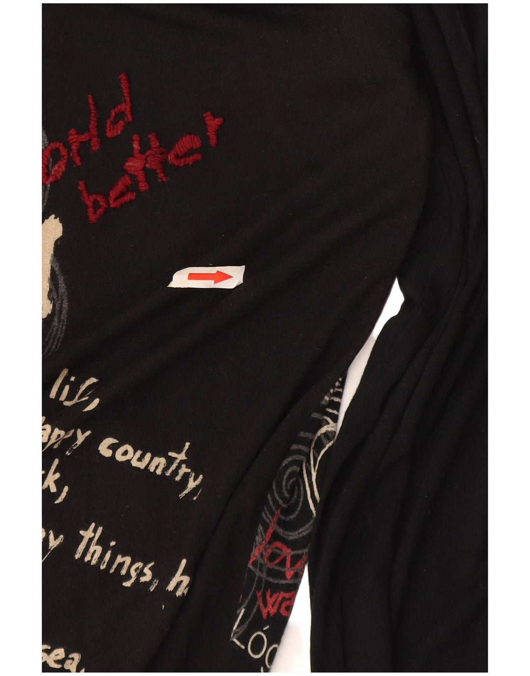 Desigual Womens Graphic Tunic Top Small Black Butterfly