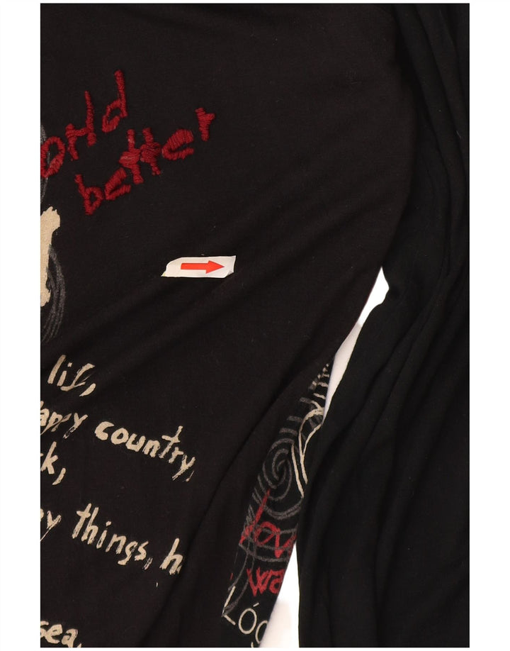 Desigual Womens Graphic Tunic Top Small Black Butterfly