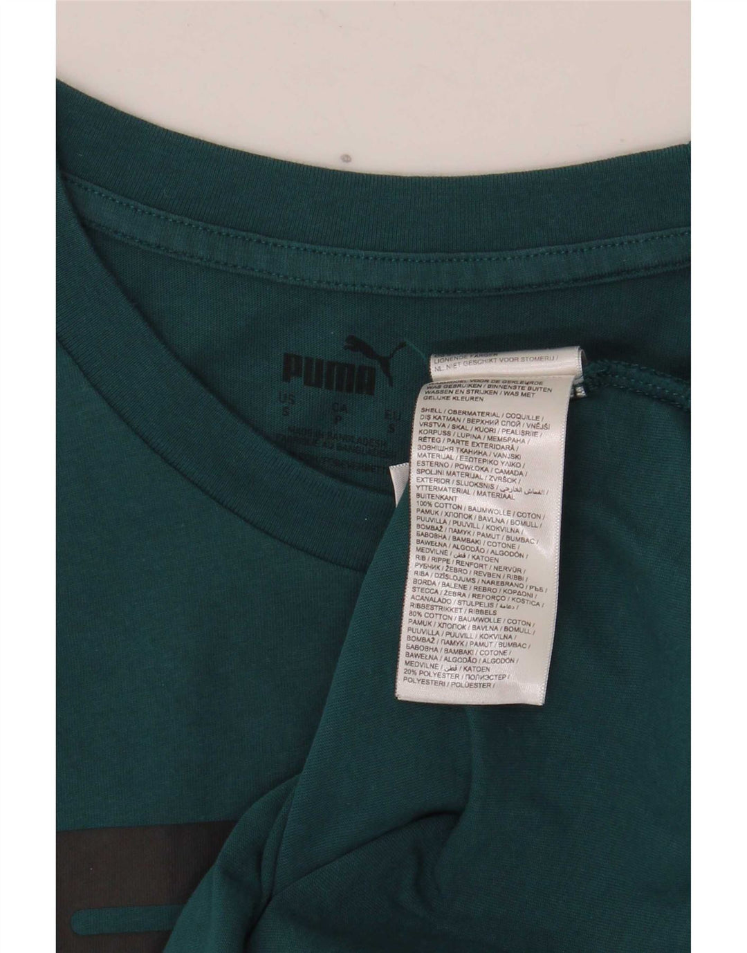 Puma Mens Graphic T-Shirt Top Small Green Cotton