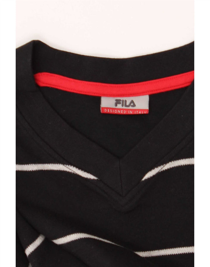 Fila Hombre Regular Top Manga Larga Algodón A Rayas Negro Mediano