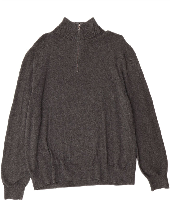 J. CREW Womens Zip Neck Jumper Sweater UK 18 XL Grey Cotton Vintage J. Crew and Second-Hand J. Crew from Messina Hembry 