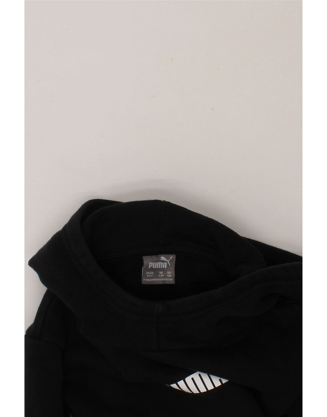 PUMA Girls Hoodie Jumper 7-8 Years Black Cotton Vintage Puma and Second-Hand Puma from Messina Hembry 