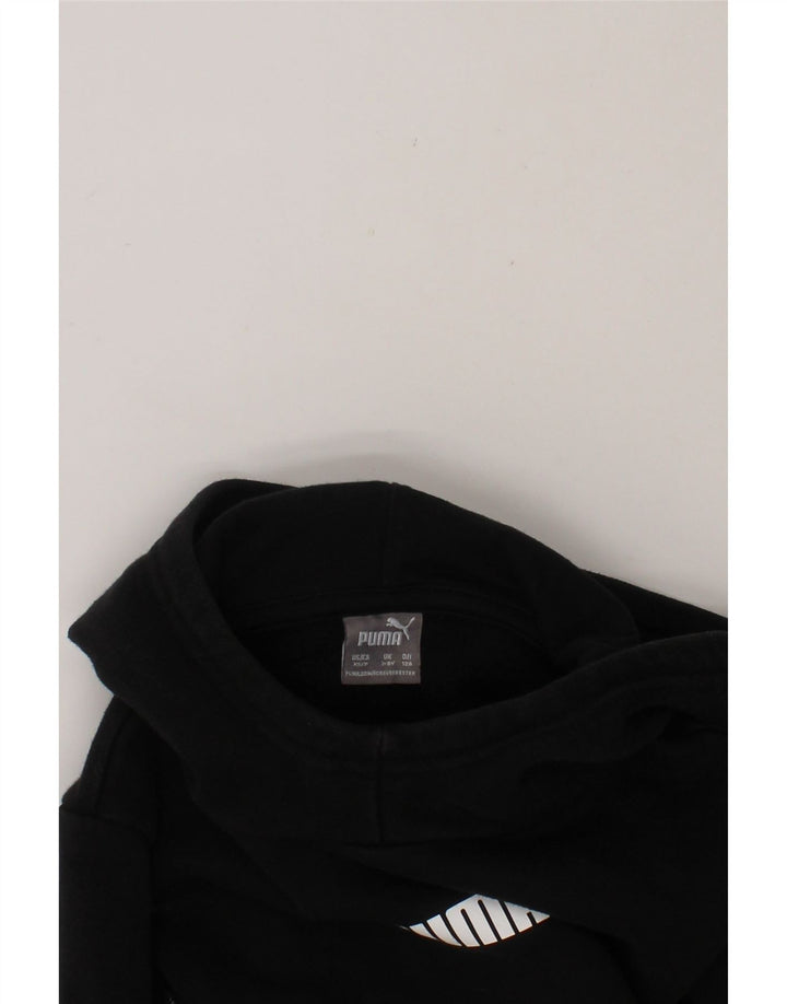 PUMA Girls Hoodie Jumper 7-8 Years Black Cotton Vintage Puma and Second-Hand Puma from Messina Hembry 
