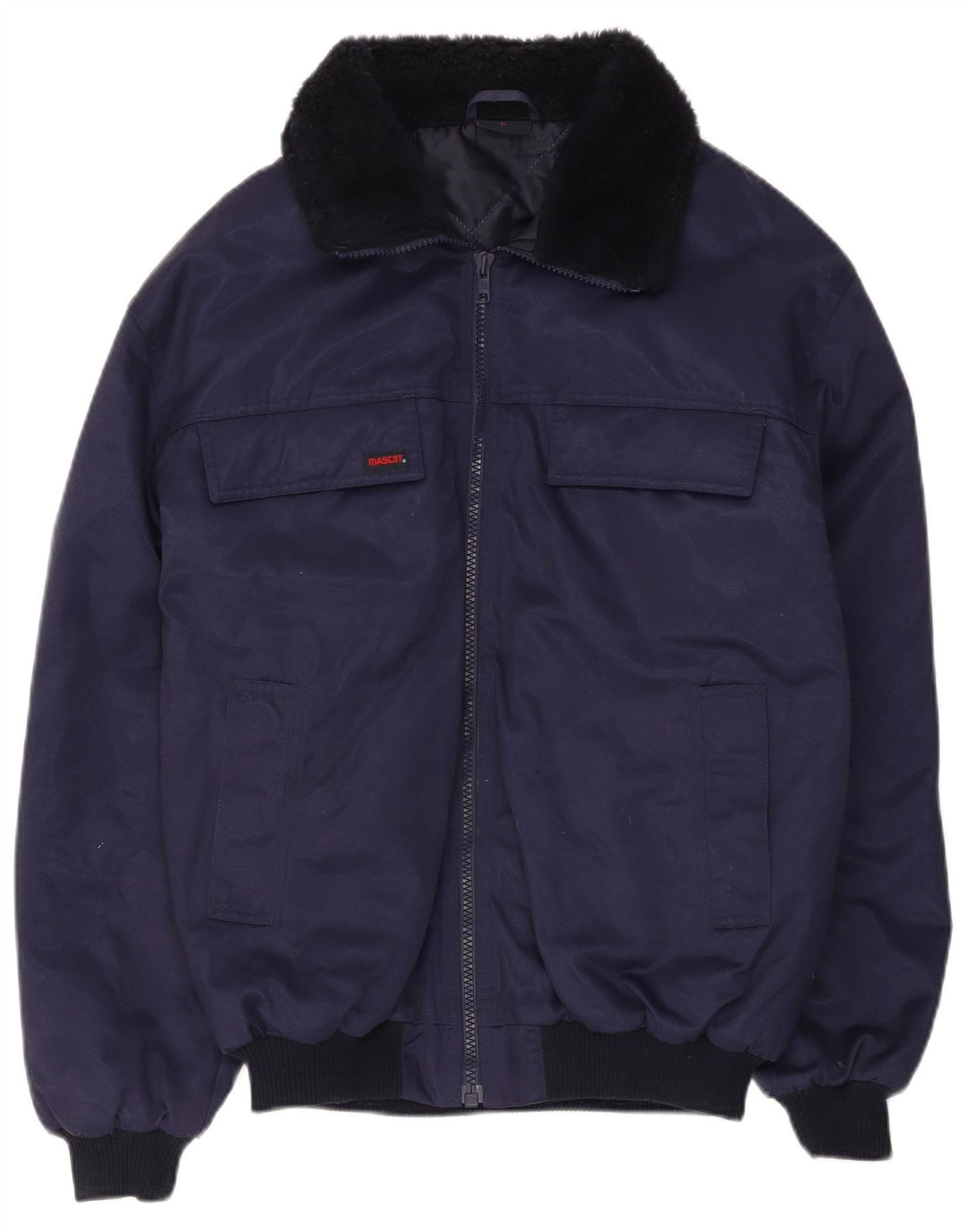 Mascot Mens Bomber Jacket UK 40 Large Navy Blue Colourblock Cotton